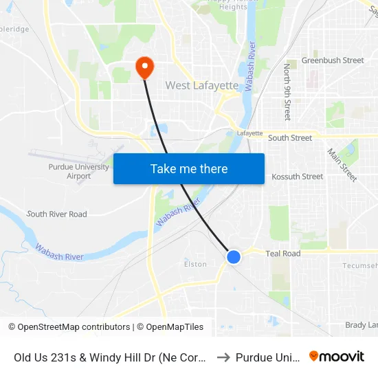 Old Us 231s & Windy Hill Dr (Ne Corner): Bus653ne to Purdue University map
