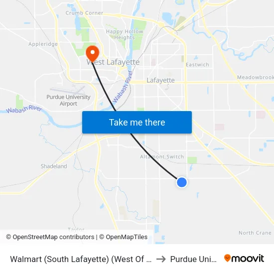 Walmart (South Lafayette) (West Of Entr): Bus893 to Purdue University map