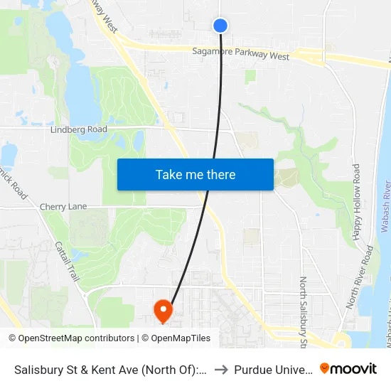 Salisbury St & Kent Ave (North Of): Bus610 to Purdue University map