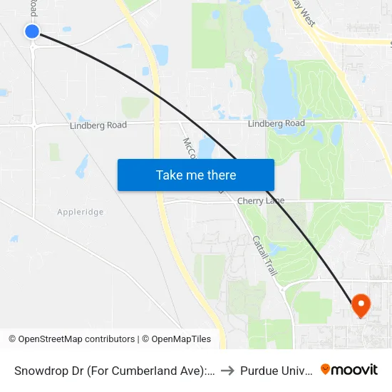 Snowdrop Dr (For Cumberland Ave): Bus268sw to Purdue University map