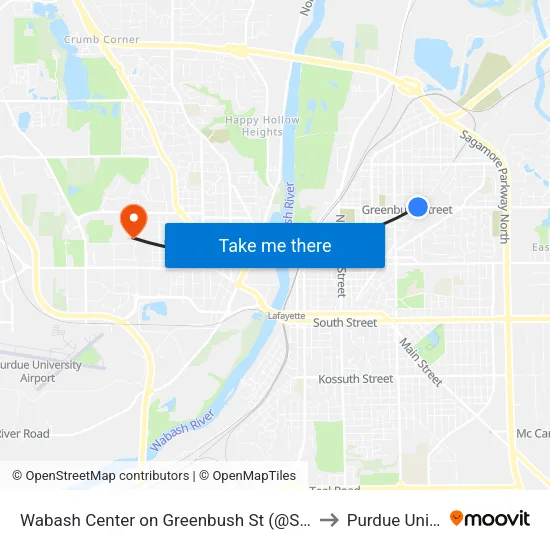 Wabash Center on Greenbush St (@Shelter): Bus230n to Purdue University map