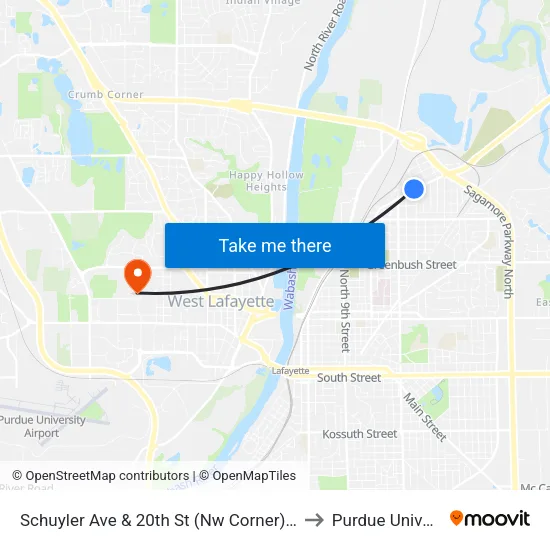 Schuyler Ave & 20th St (Nw Corner): Bus227 to Purdue University map