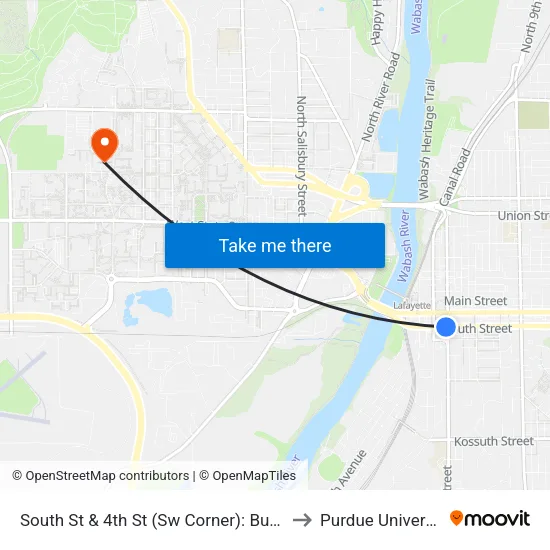 South St & 4th St (Sw Corner): Bus265 to Purdue University map