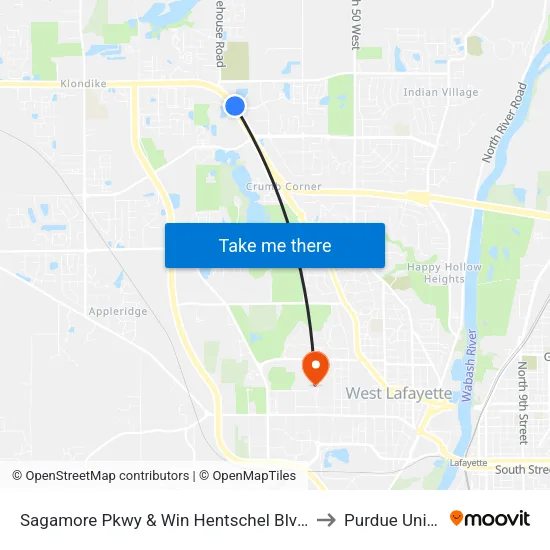 Sagamore Pkwy & Win Hentschel Blvd (Ne): Bus252 to Purdue University map