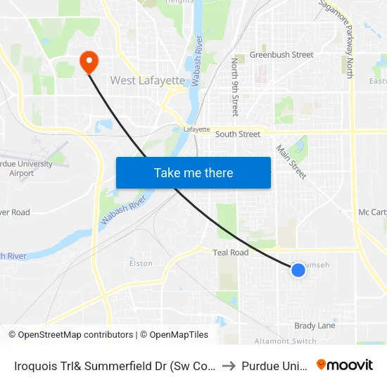 Iroquois Trl& Summerfield Dr (Sw Corner): Bus428s to Purdue University map