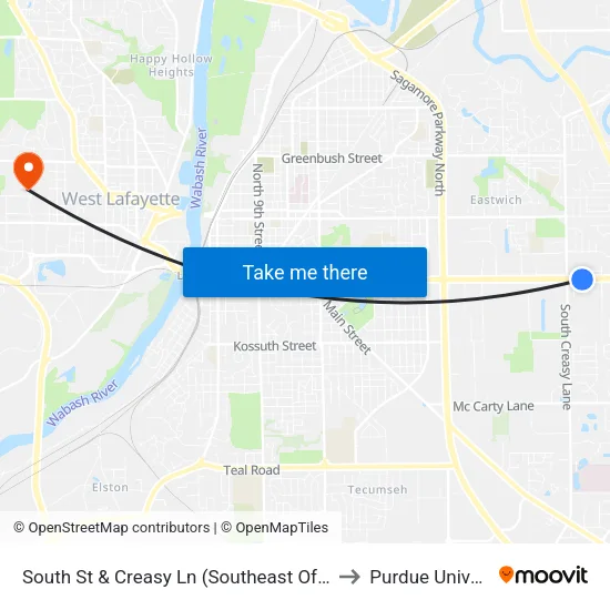 South St & Creasy Ln (Southeast Of): Bus816 to Purdue University map