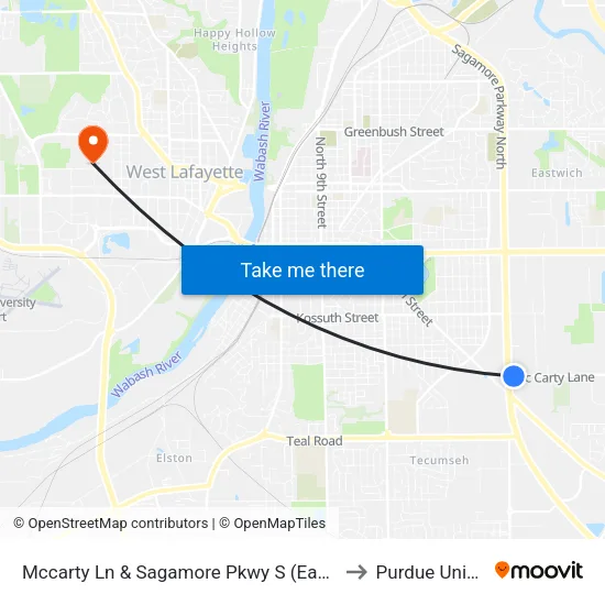 Mccarty Ln & Sagamore Pkwy S (East Of): Bus298 to Purdue University map