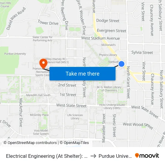 Electrical Engineering (At Shelter): Bus538 to Purdue University map