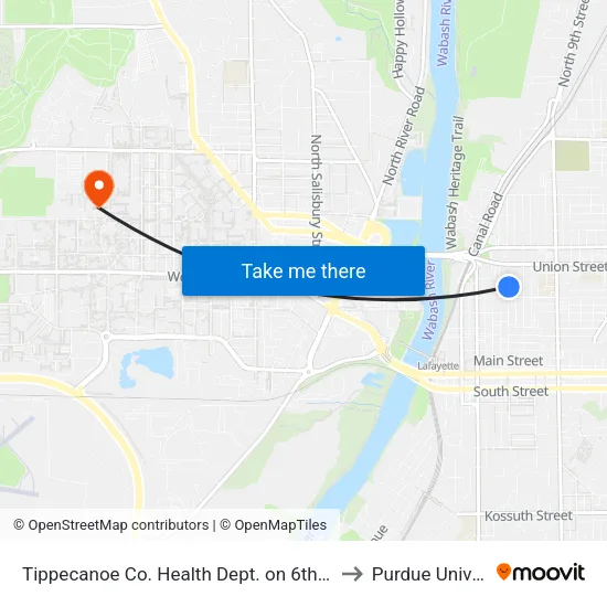 Tippecanoe Co. Health Dept. on 6th St: Bus746 to Purdue University map