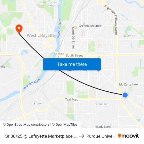 Sr 38/25 @ Lafayette Marketplace: Bus462 to Purdue University map