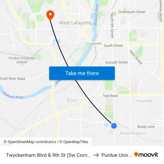 Twyckenham Blvd & 9th St (Sw Corner): Bus340s to Purdue University map