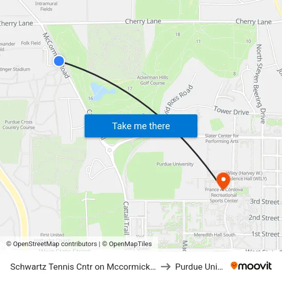 Schwartz Tennis Cntr on Mccormick Rd: Bus906w to Purdue University map