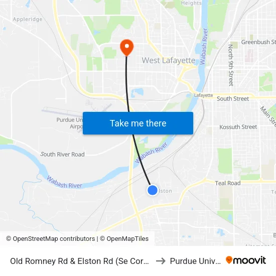Old Romney Rd & Elston Rd (Se Corner); Bus974 to Purdue University map