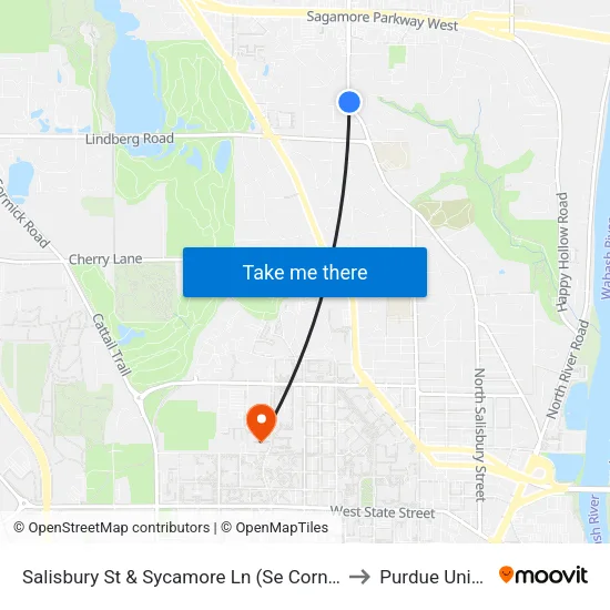 Salisbury St & Sycamore Ln (Se Corner): Bus633se to Purdue University map