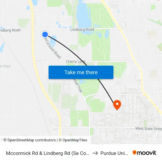 Mccormick Rd & Lindberg Rd (Se Corner): Bus236 to Purdue University map