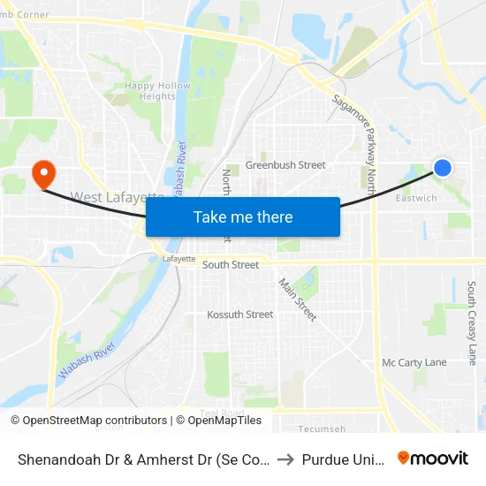Shenandoah Dr & Amherst Dr (Se Corner): Bus778 to Purdue University map