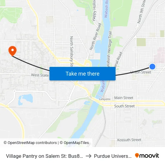 Village Pantry on Salem St: Bus842 to Purdue University map