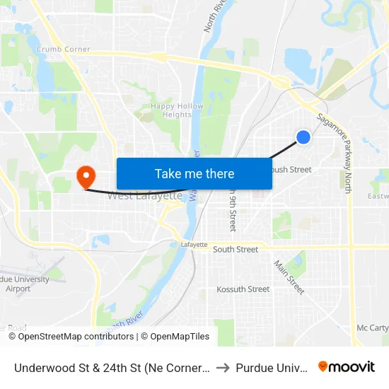 Underwood St & 24th St (Ne Corner): Bus353 to Purdue University map