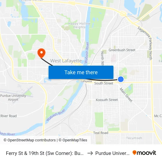 Ferry St & 19th St (Sw Corner): Bus280s to Purdue University map