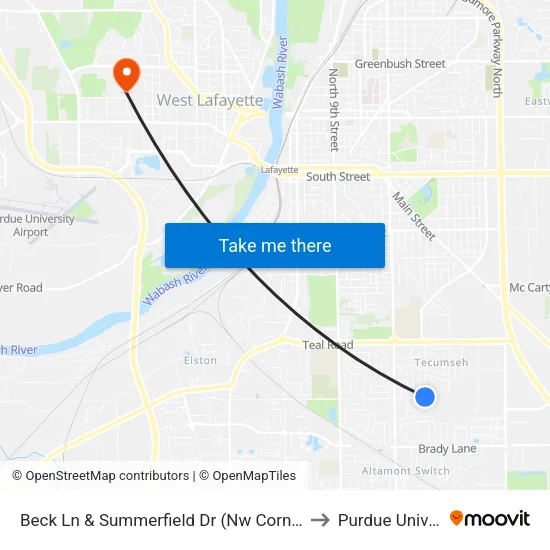 Beck Ln & Summerfield Dr (Nw Corner): Bus416 to Purdue University map