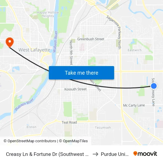 Creasy Ln & Fortune Dr (Southwest Of): Bus763w to Purdue University map