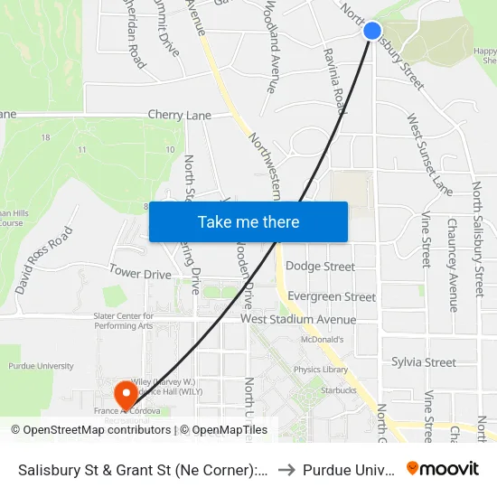 Salisbury St & Grant St (Ne Corner): Bus337ne to Purdue University map