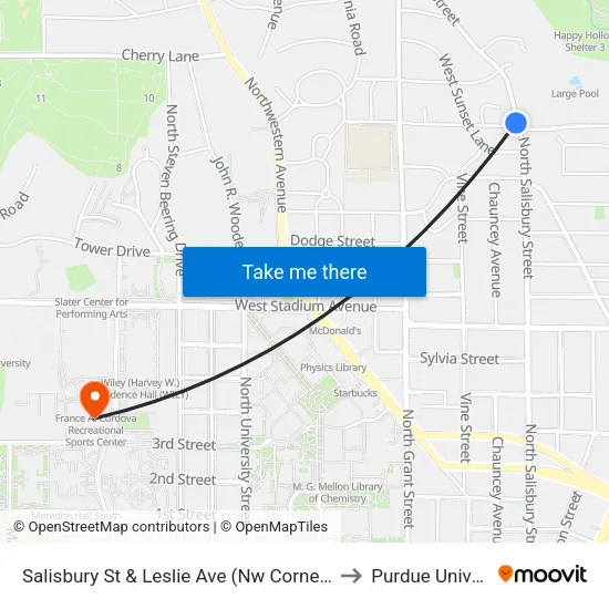 Salisbury St & Leslie Ave (Nw Corner): Bus224 to Purdue University map