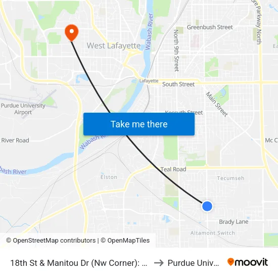 18th St & Manitou Dr (Nw Corner): Bus807w to Purdue University map