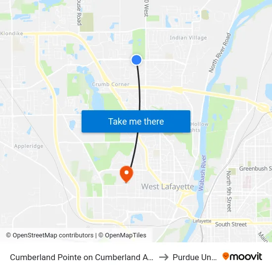 Cumberland Pointe on Cumberland Ave(North): Bus594 to Purdue University map