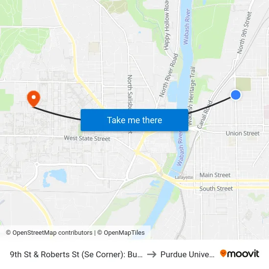 9th St & Roberts St (Se Corner): Bus987se to Purdue University map