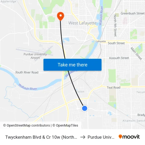 Twyckenham Blvd & Cr 10w (North): Bus239 to Purdue University map