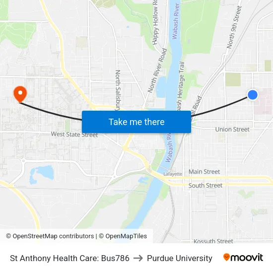 St Anthony Health Care: Bus786 to Purdue University map