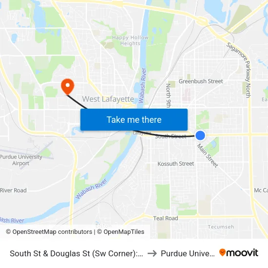 South St & Douglas St (Sw Corner): Bus962 to Purdue University map