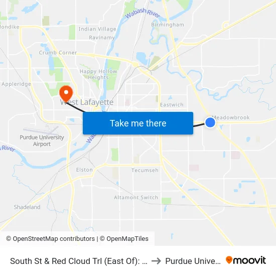 South St & Red Cloud Trl (East Of): Bus386 to Purdue University map