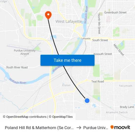 Poland Hill Rd & Matterhorn (Se Corner): Bus702 to Purdue University map