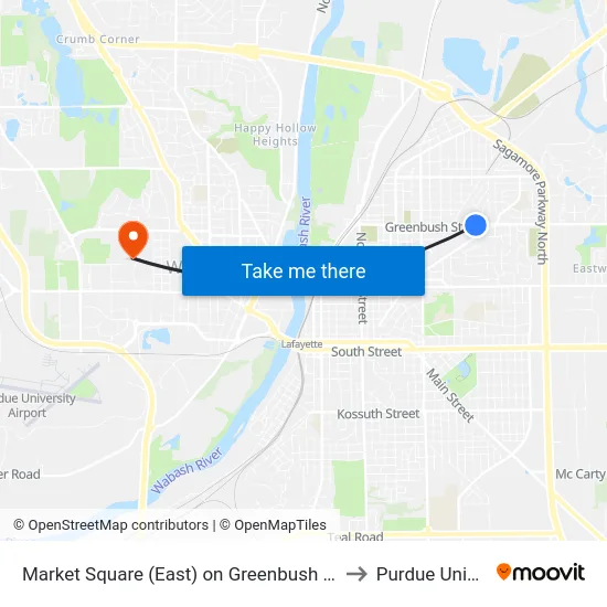 Market Square (East) on Greenbush St: Bus245se to Purdue University map