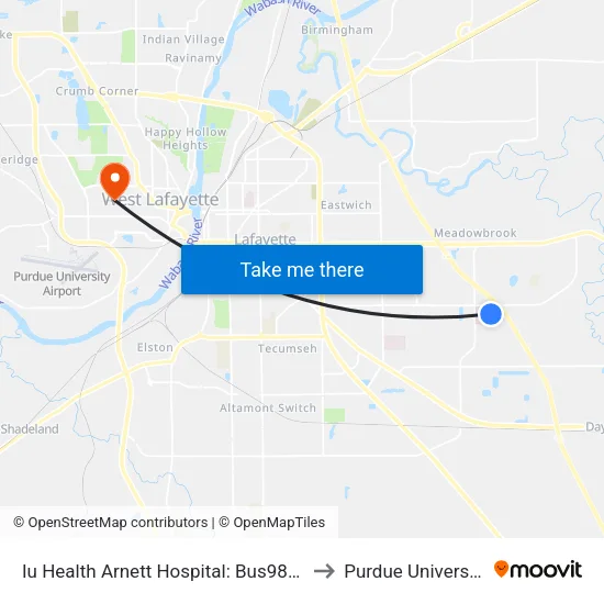 Iu Health Arnett Hospital: Bus982w to Purdue University map