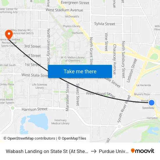 Wabash Landing on State St (At Shelter): Bus156 to Purdue University map