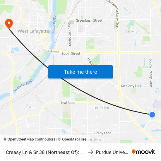 Creasy Ln & Sr 38 (Northeast Of): Bus772 to Purdue University map
