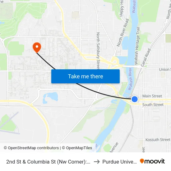 2nd St & Columbia St (Nw Corner): Bus287 to Purdue University map