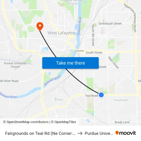 Fairgrounds on Teal Rd (Ne Corner: Bus494 to Purdue University map