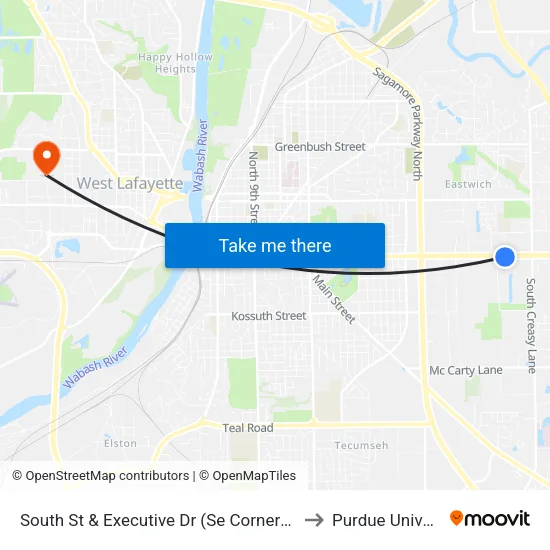 South St & Executive Dr (Se Corner): Bus384 to Purdue University map