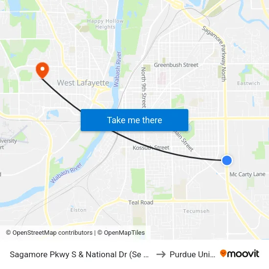 Sagamore Pkwy S & National Dr (Se Corner): Bus219e to Purdue University map