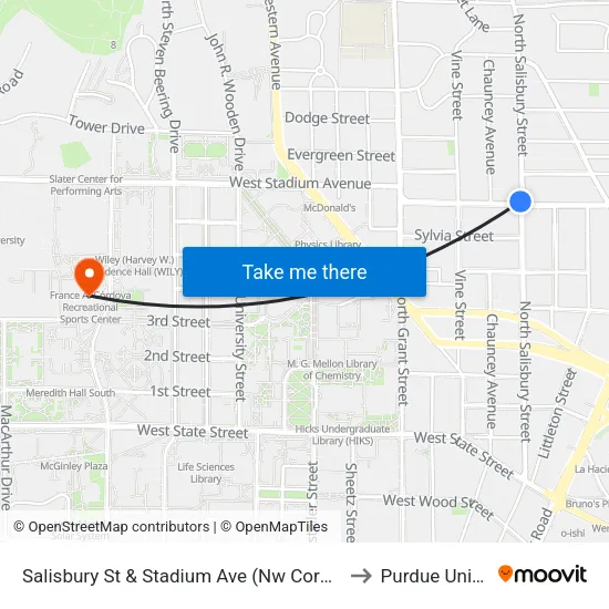 Salisbury St & Stadium Ave (Nw Corner): Bus291nw to Purdue University map