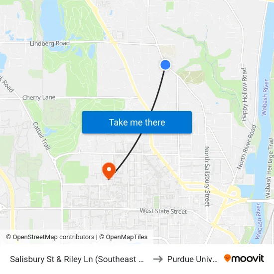 Salisbury St & Riley Ln (Southeast Of): Bus924 to Purdue University map