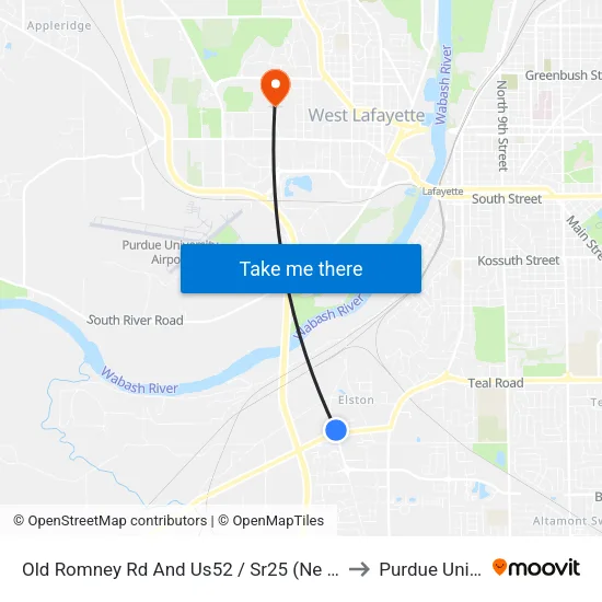 Old Romney Rd And Us52 / Sr25 (Ne Corner): Bus214 to Purdue University map