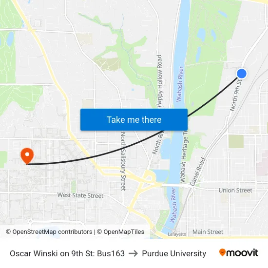 Oscar Winski on 9th St: Bus163 to Purdue University map