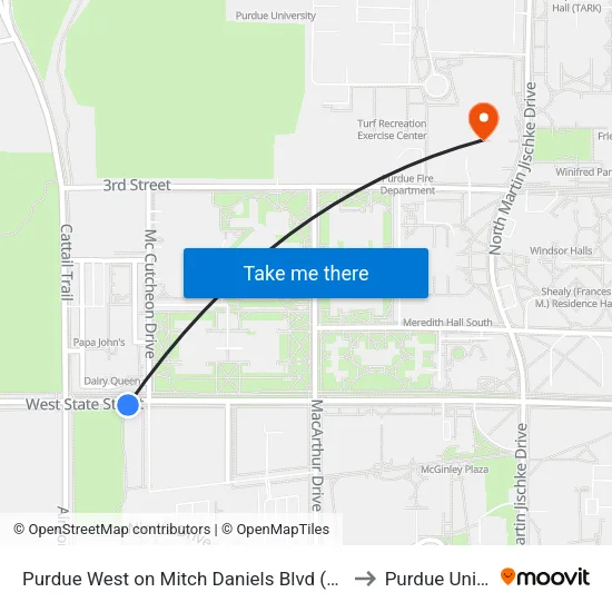 Purdue West on Mitch Daniels Blvd (South): Bus566s to Purdue University map
