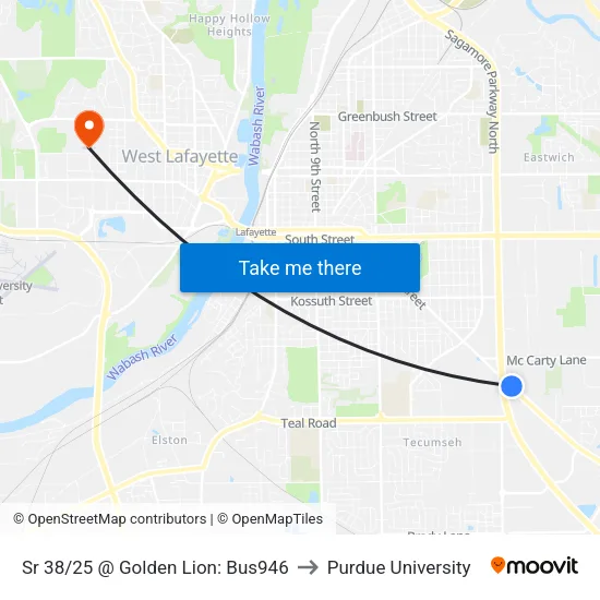 Sr 38/25 @ Golden Lion: Bus946 to Purdue University map