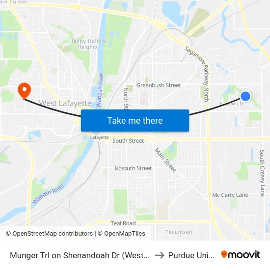 Munger Trl on Shenandoah Dr (West Side): Bus050 to Purdue University map